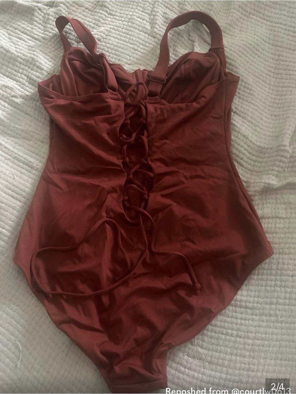 TA3 Classic Scoop One-Piece Swimsuit in Rust - Picture 2 of 4